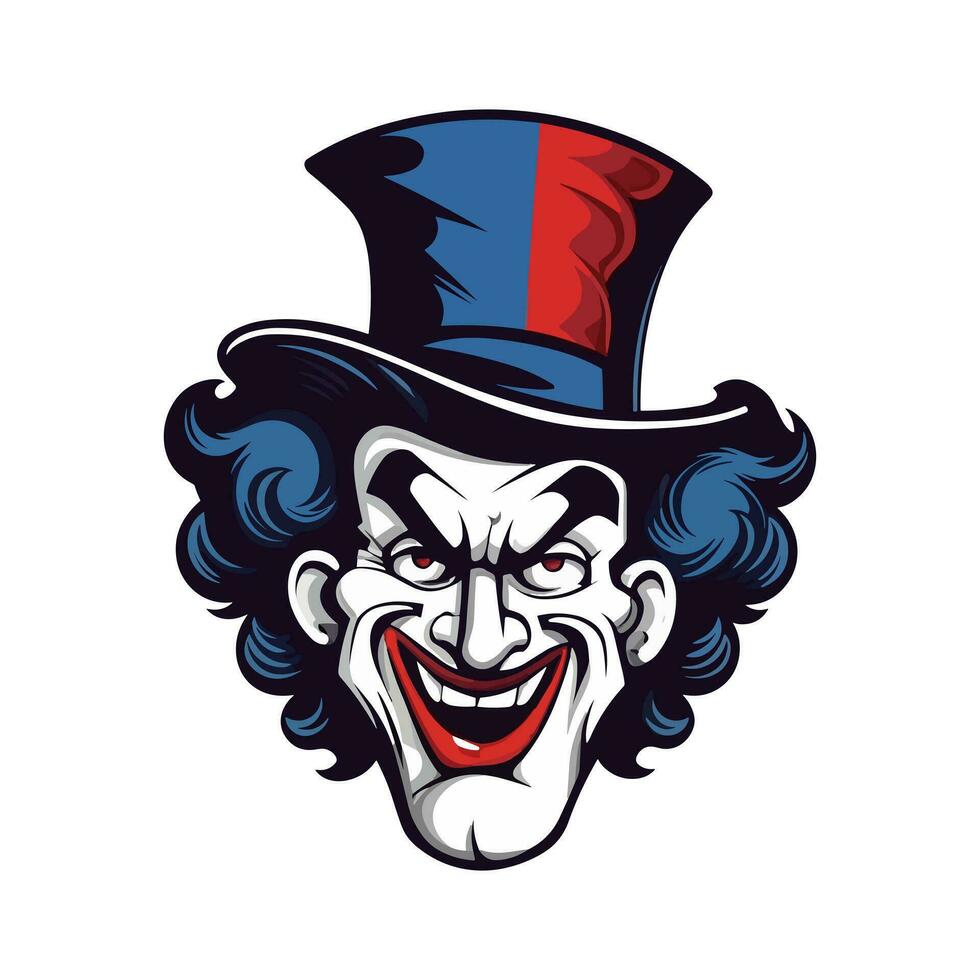 clown huvud hand dragen logotyp design illustration vektor