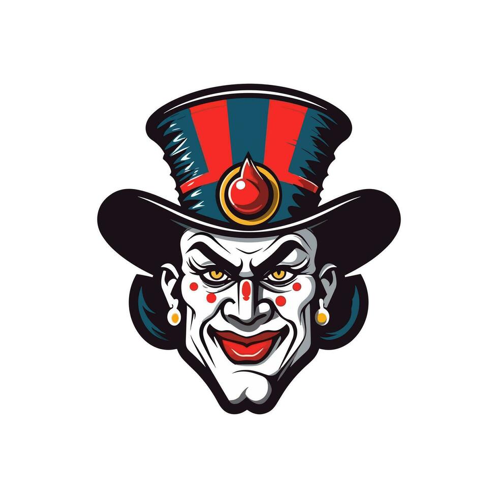 uttrycksfull clown huvud logotyp design illustration, fångande de nyckfull charm och lekfull anda i en unik och fängslande sätt vektor