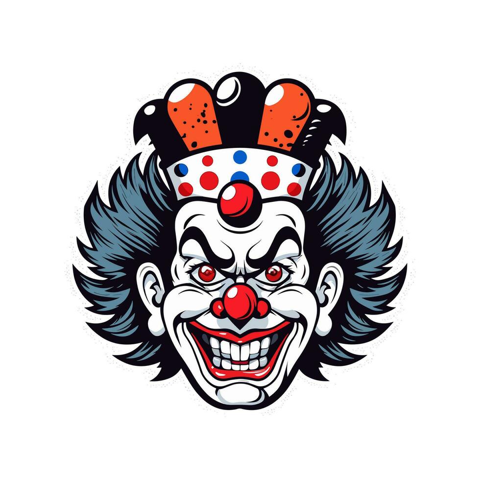 clown huvud hand dragen logotyp design illustration vektor