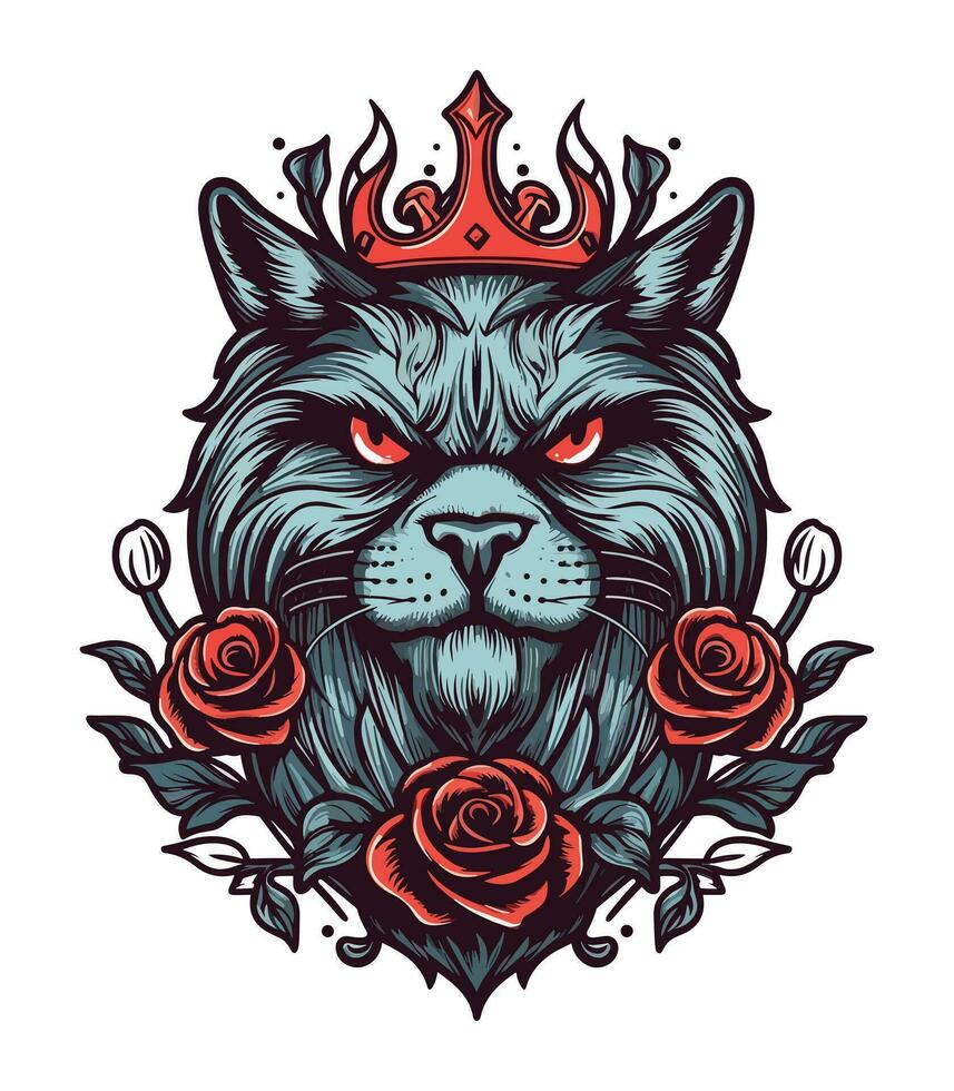 katt huvud bär en krona vektor klämma konst illustration