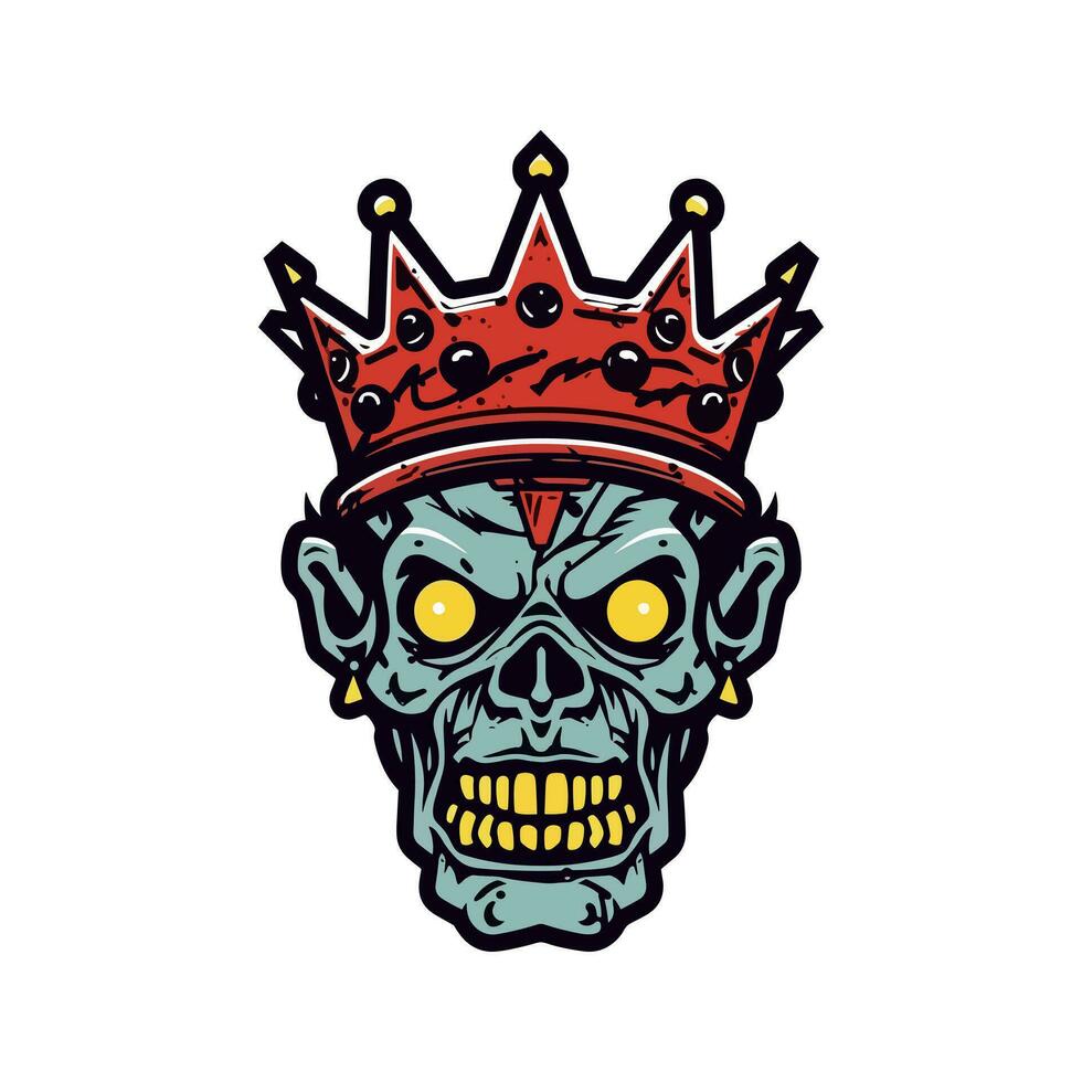 zombie skalle huvud bär en krona vektor klämma konst illustration