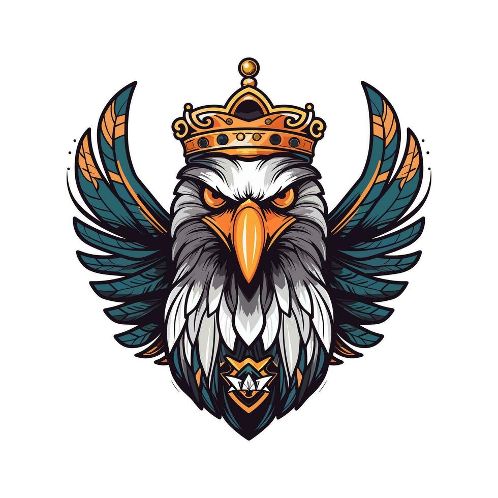 Falke Adler tragen ein Krone Logo Vektor Clip Kunst Illustration