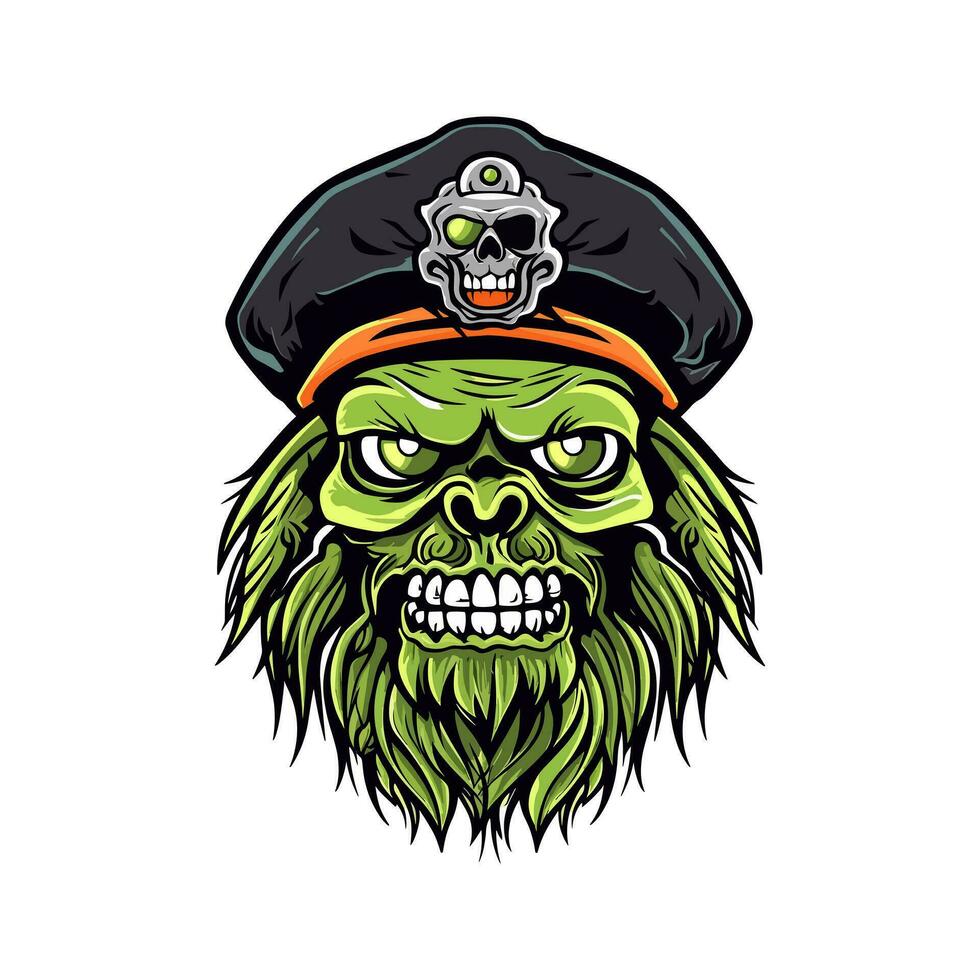 pirater skalle zombie huvud vektor klämma konst illustration