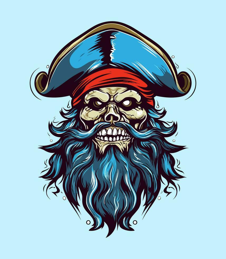 pirater skalle zombie huvud vektor klämma konst illustration