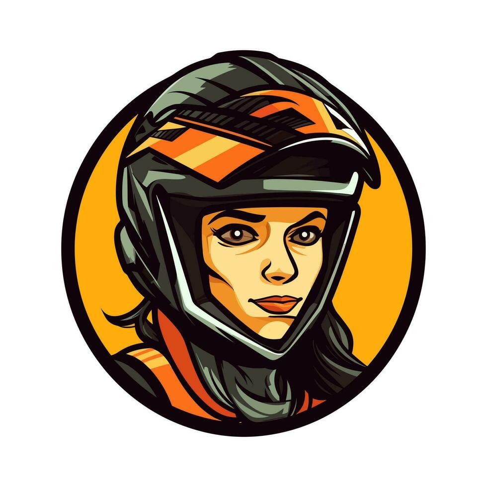 Moto-Cross Logo Mädchen Helm Vektor Clip Kunst Illustration