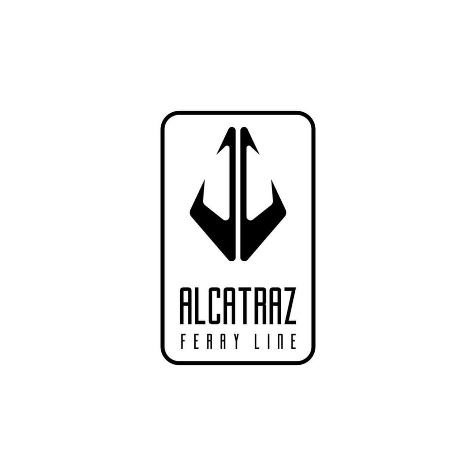 alcatraz Fähre Linie Logo. kreativ Ozean Kreuzfahrt Schiff Symbol Logo Design Vektor Illustration nautisch Segeln Boot
