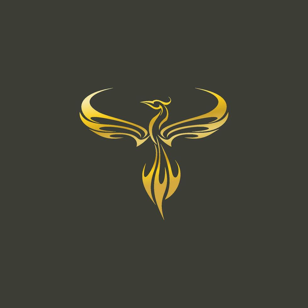 fågel Fenix logotyp design - brand fågel - gyllene Örn symbol - abstrakt guld fågel vektor - djur- illustration
