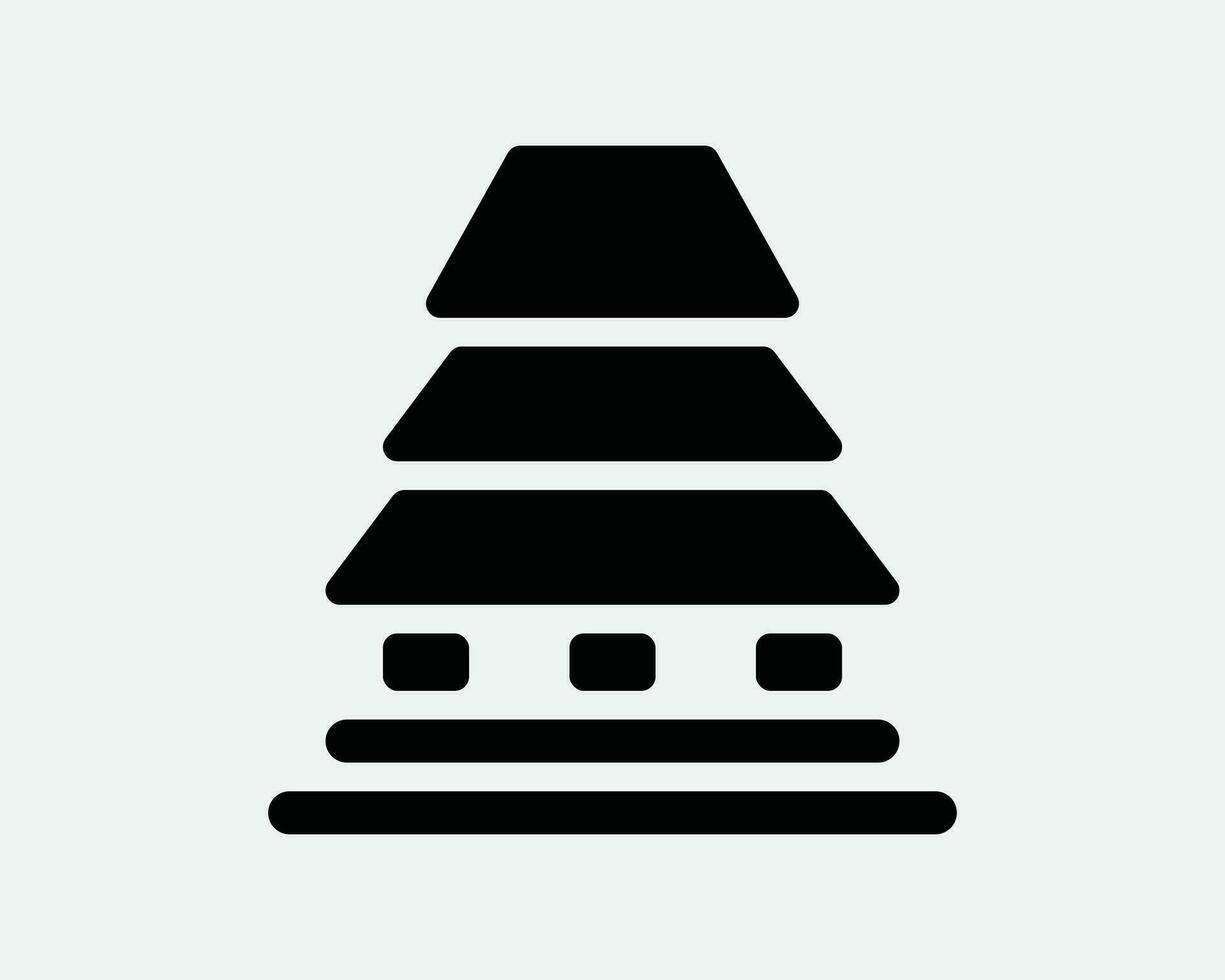 Tempel Symbol. traditionell asiatisch Gebäude Japan japanisch Religion Pagode Buddhist Buddhismus. schwarz Weiß Grafik Clip Art Kunstwerk Symbol Zeichen Vektor eps