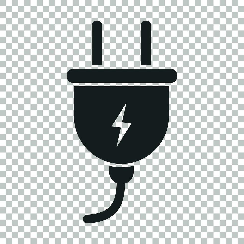 Stecker Vektor Symbol. Leistung Draht Kabel eben Illustration.