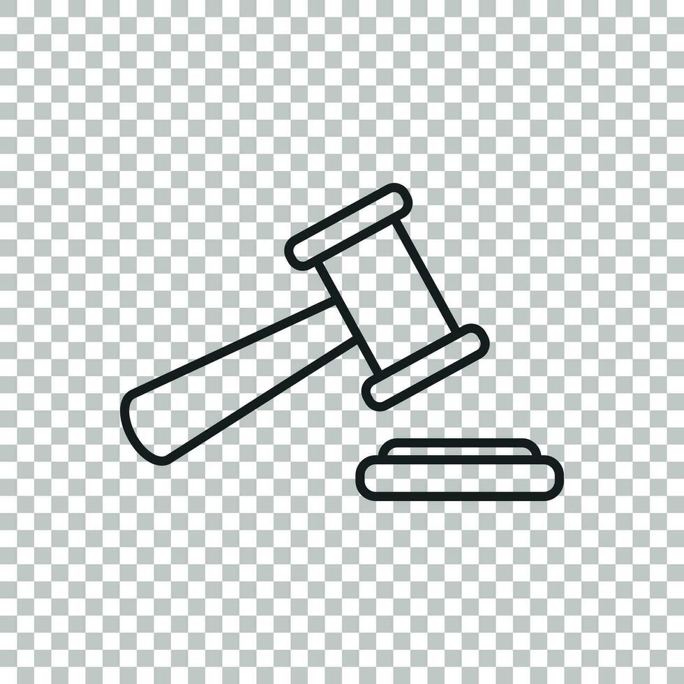 auktion hammare vektor ikon i linje stil. domstol domstol platt ikon.