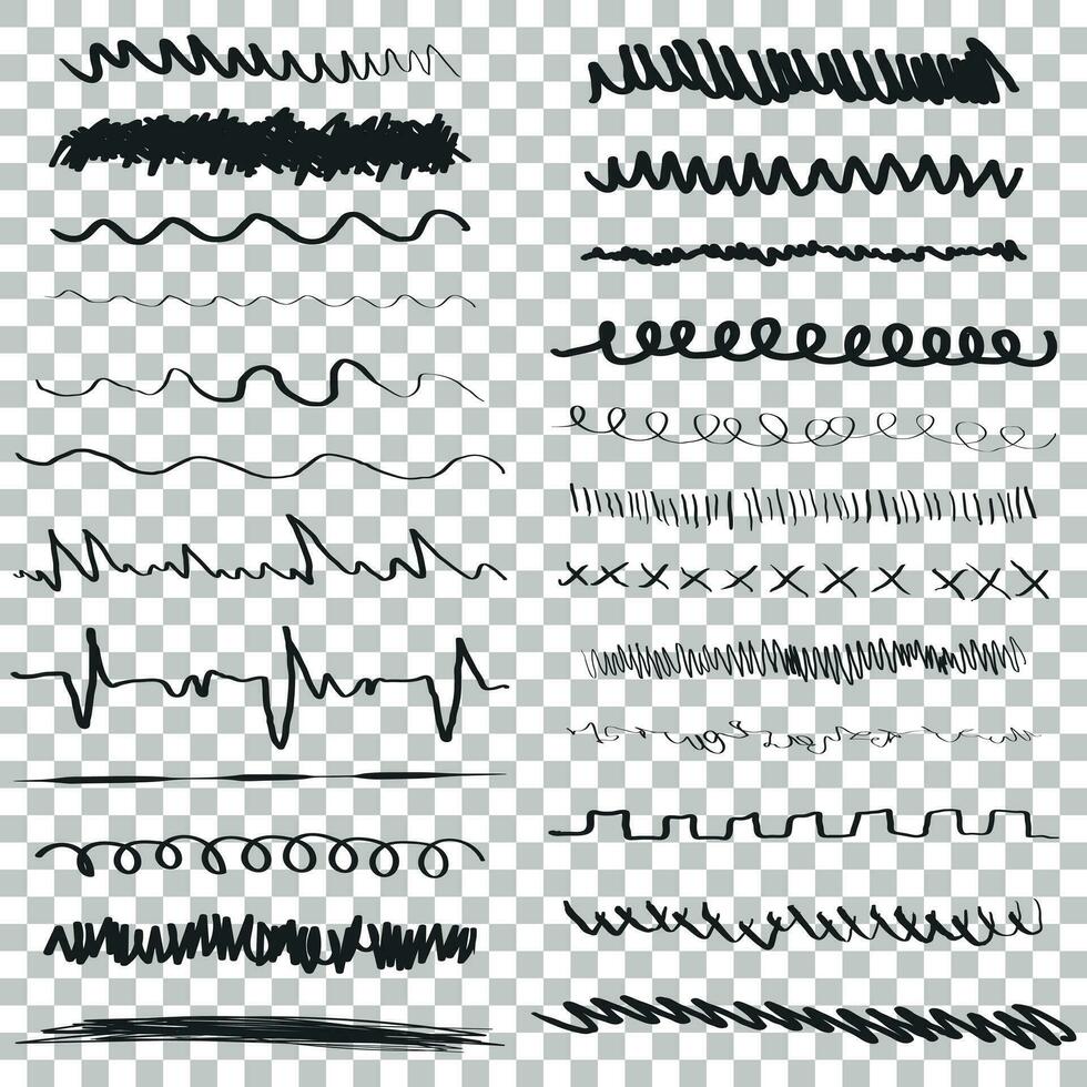 Linie Bürsten Vektor Illustration. Hand gezeichnet Schläge.