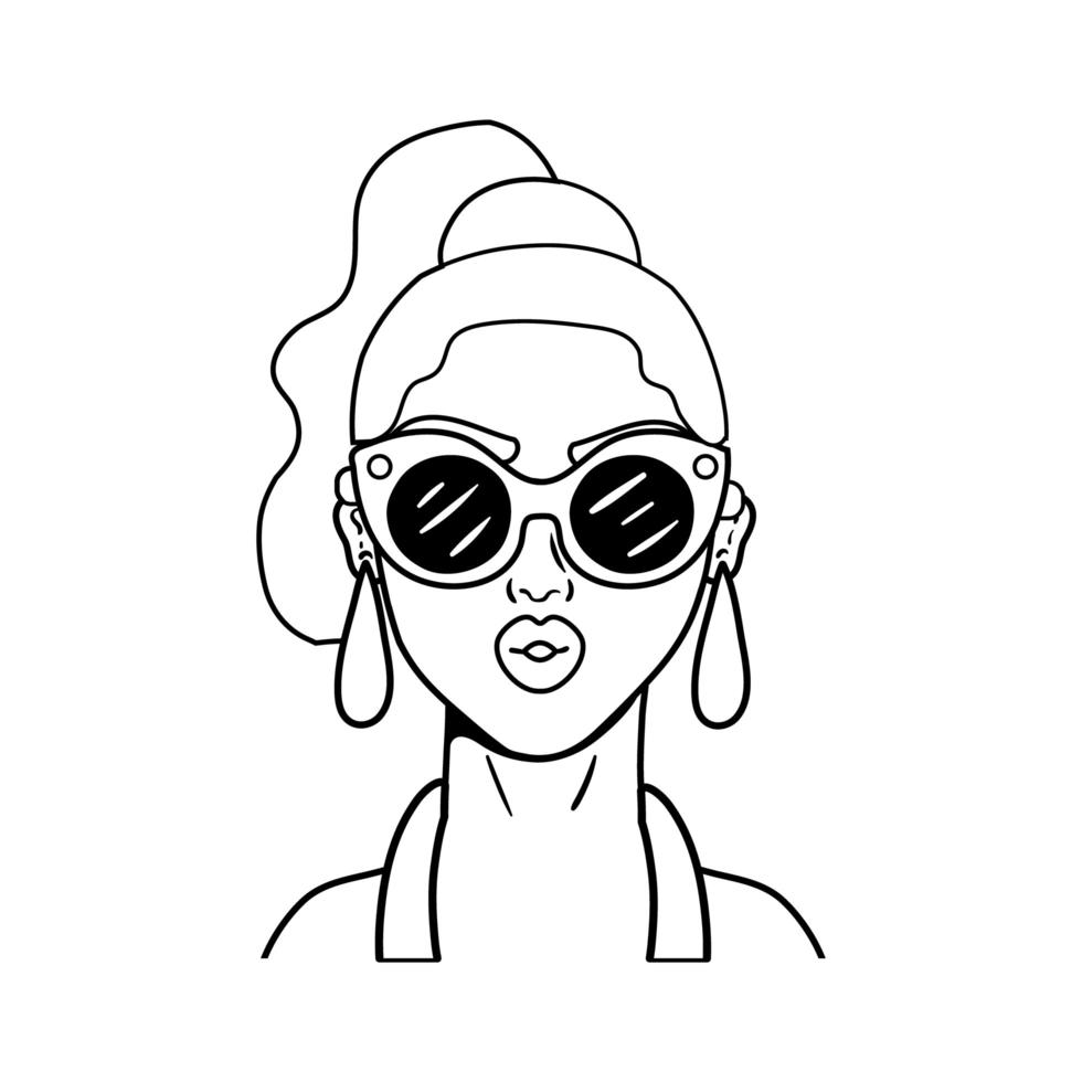 kvinna som bär solglasögon popkonst stilikon vektor