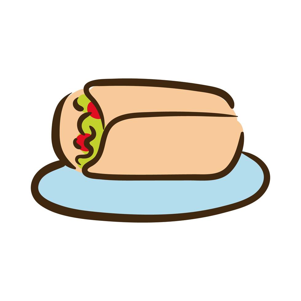 Burrito mexikanisches Essen flache Stilikone vektor