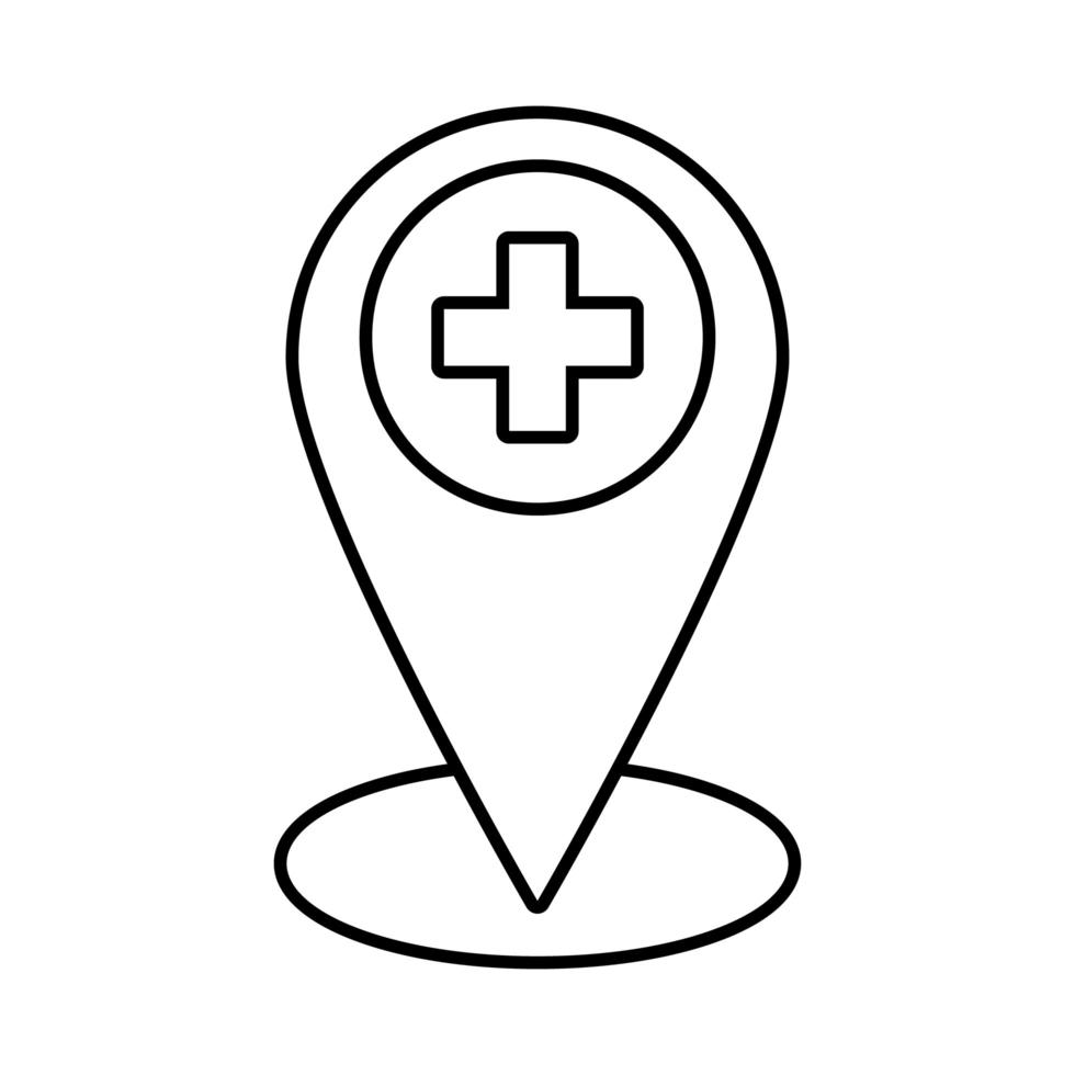medizinisches Kreuz im flachen Stil der Pin-Position vektor