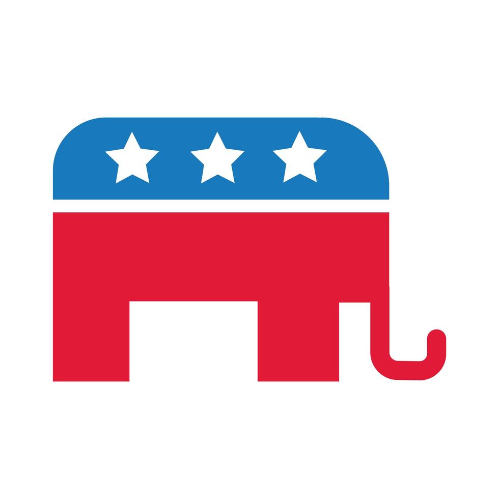 republikanischer elefant mit sternen usa wahl flache ikone vektor
