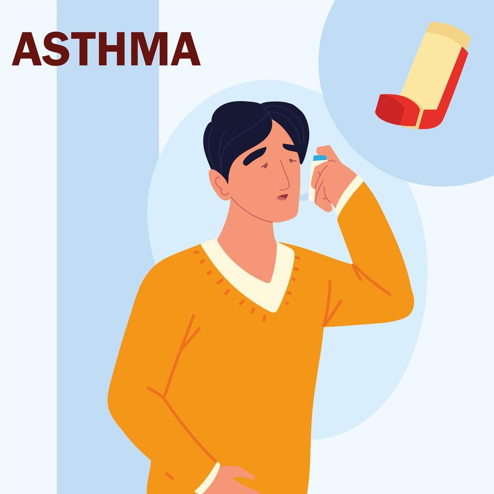 sjuk astmatisk man vektor