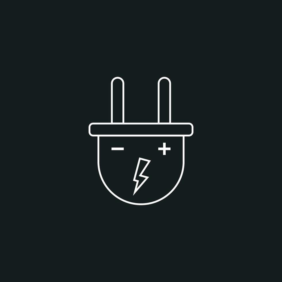 Stecker Vektor Symbol im Linie Stil. Leistung Draht Kabel eben Illustration.