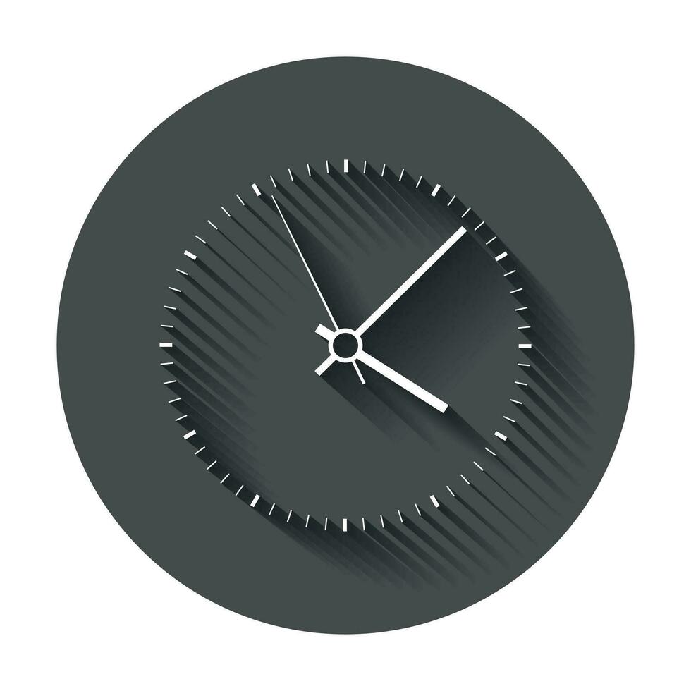 Uhr Symbol Vektor Illustration. Büro Uhr mit lange Schatten.