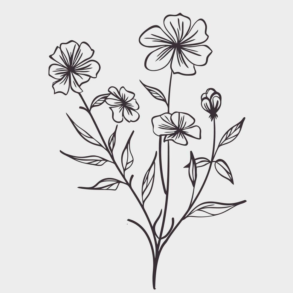 blomma illustrationer med tunn stam vektor