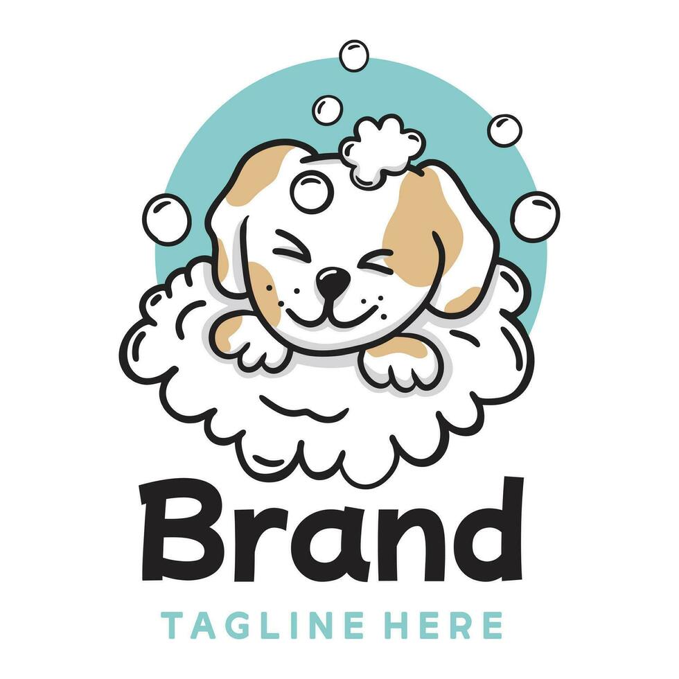 sällskapsdjur bad hund logotyp design, valp grooming logotyp vektor