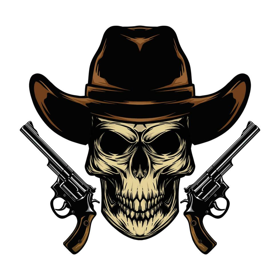 Schädel Cowboy mit Jahrgang Gewehr Vektor