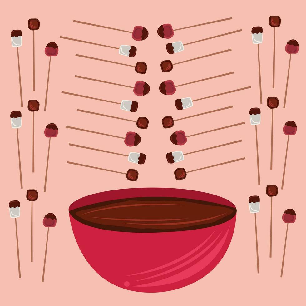 Schokolade Fondue Dessert Vektor Illustration zum Grafik Design und dekorativ Element