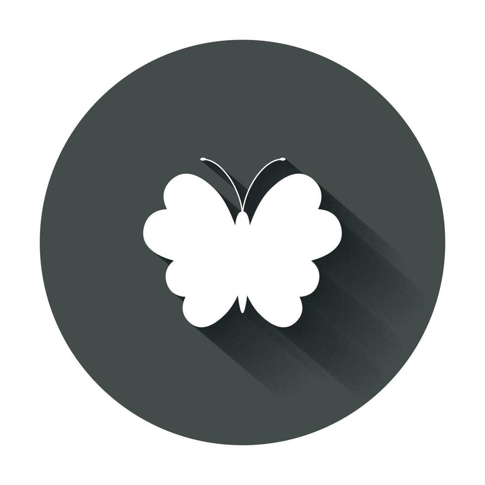 Schmetterling Vektor Symbol. Silhouette von ein Schmetterling Illustration mit lange Schatten.