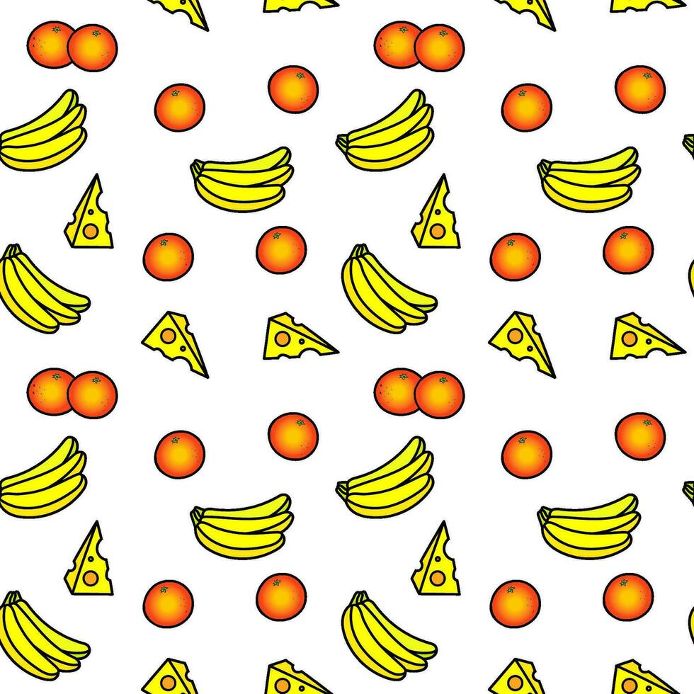 Farbe Vektor Muster mit orange, Käse und Bananen