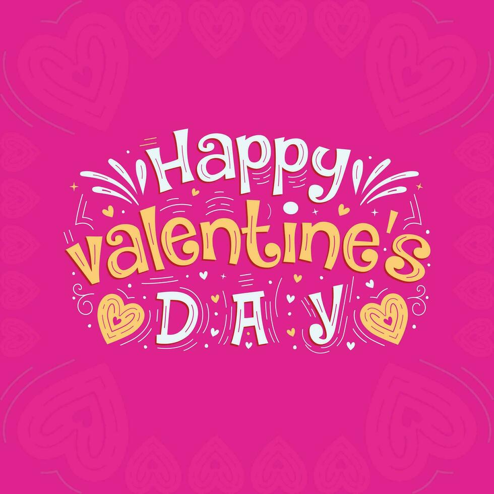 glücklich Valentinsgrüße Tag Design mit Liebe Blume und Kunst Typografie vektor