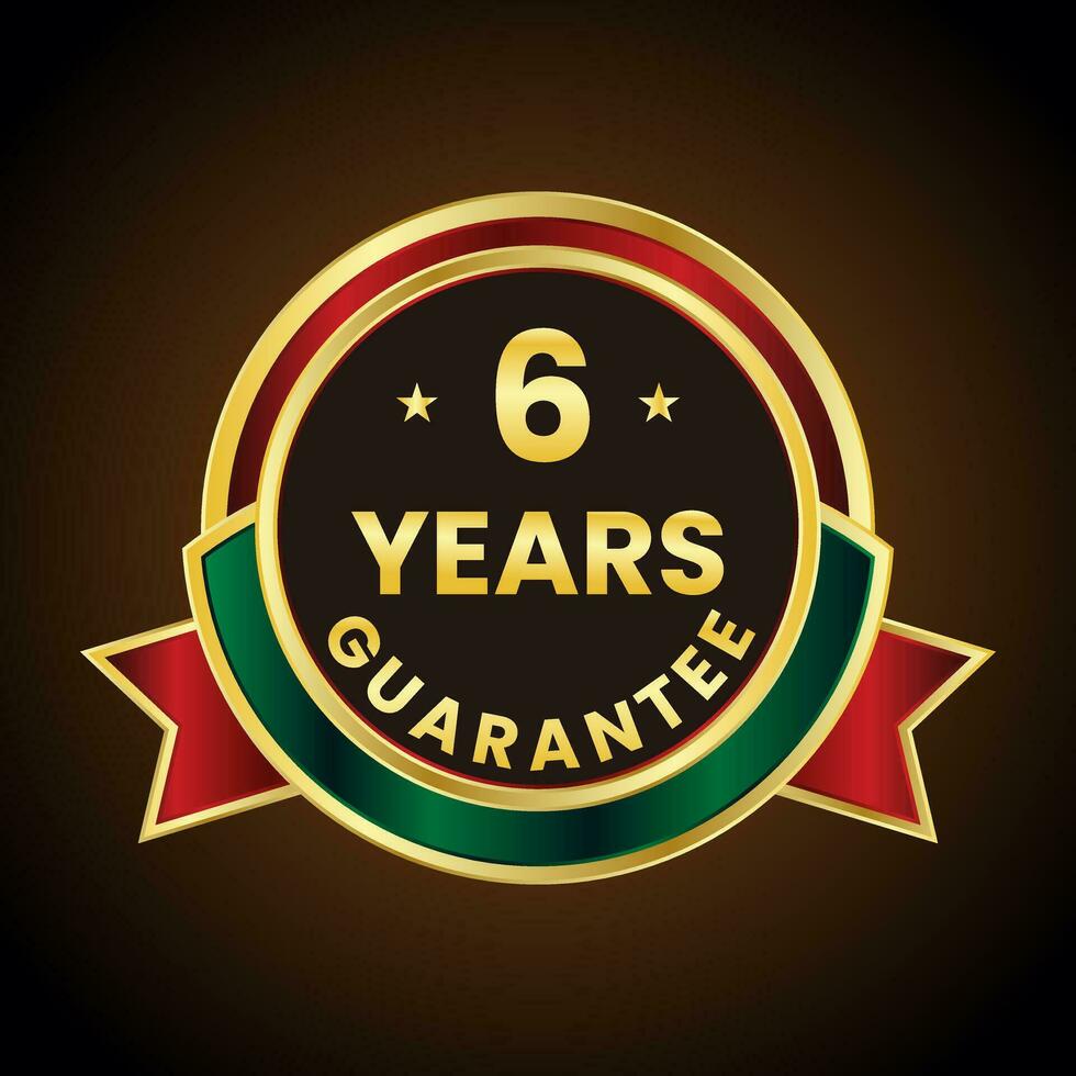 6 Jahre Garantie golden Etikette vektor