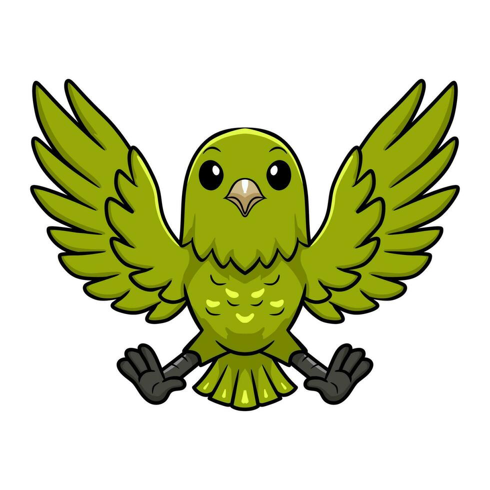 süß Grün Kanarienvogel Karikatur fliegend vektor