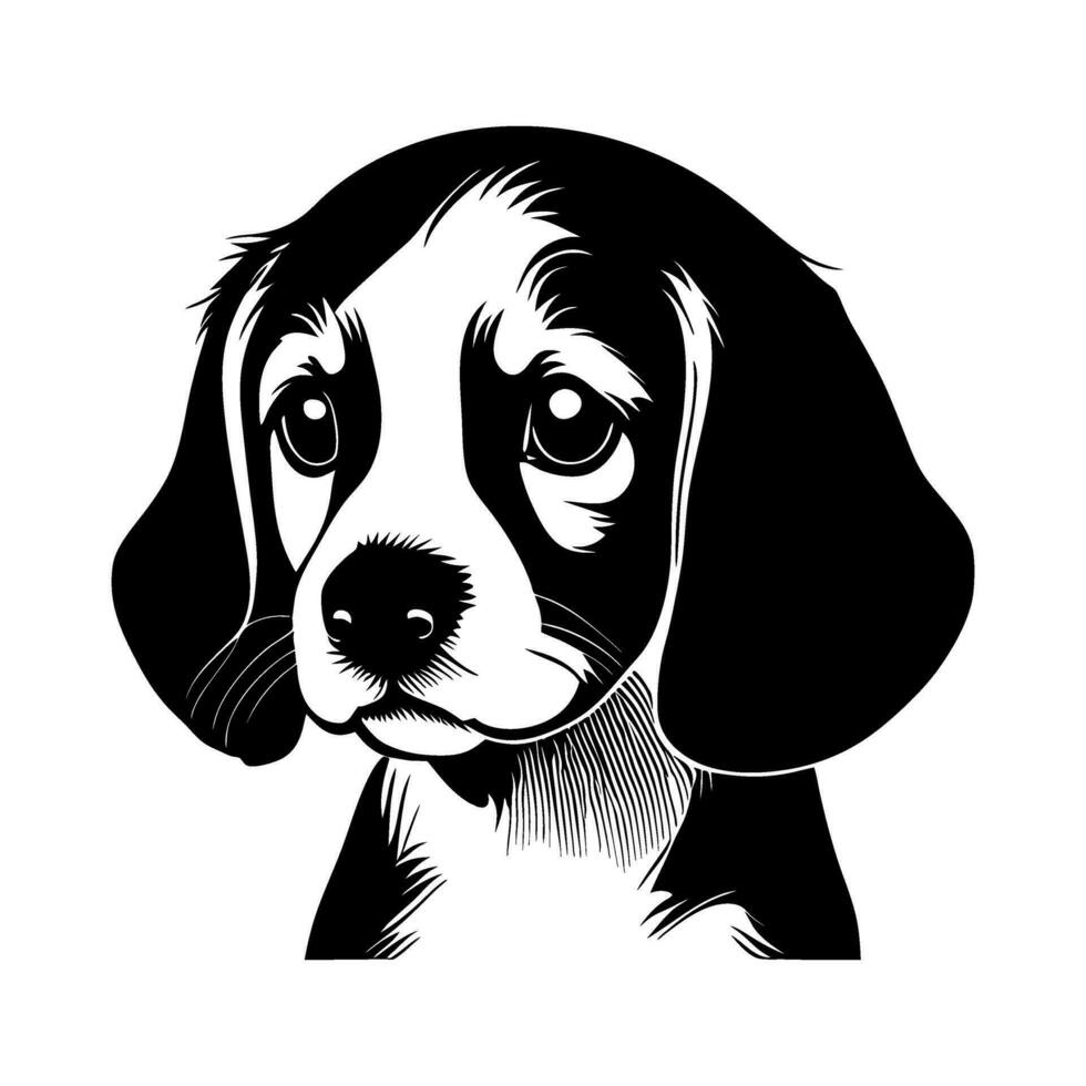 söt svart beagle hund hund porträtt vektor