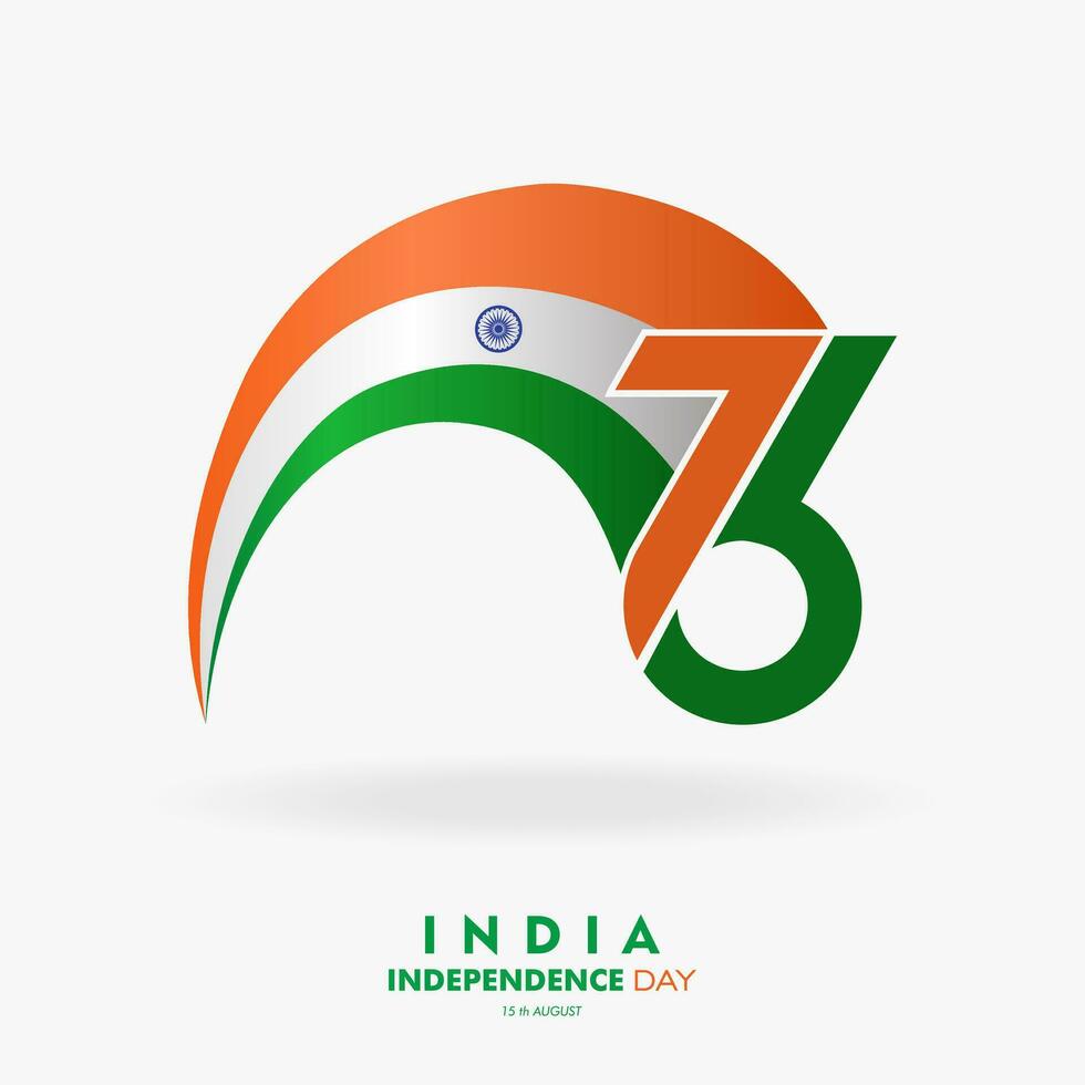 76 år Lycklig oberoende dag Indien, 15:e augusti, mall för affisch, baner, reklam, eller hälsning kort vektor