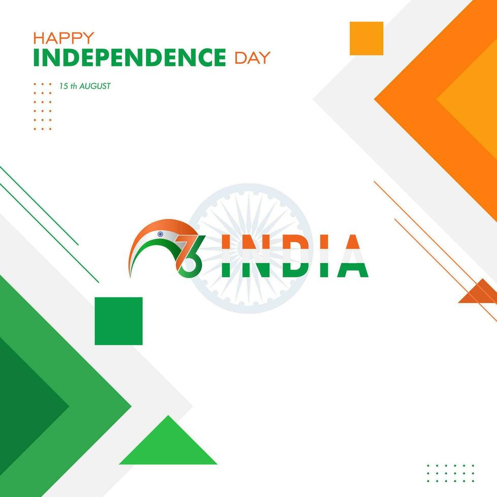 76 Jahr glücklich Unabhängigkeit Tag Indien, 15 .. August, Vorlage zum Poster, Banner, Werbung, oder Gruß Karte vektor