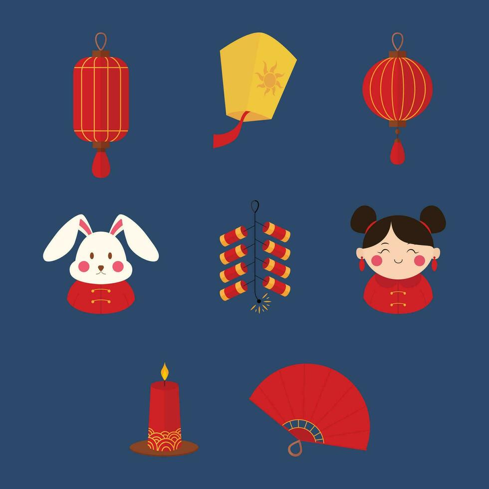 kinesisk ny år söt enkel ikon vektor konst
