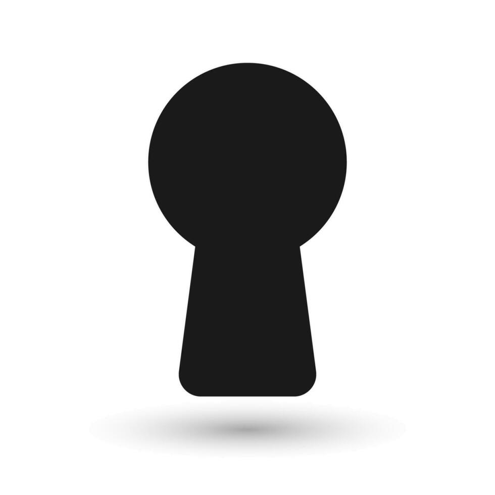 Schlüsselloch Symbol mit Schatten ein eben Design im schwarz Farbe. vektor