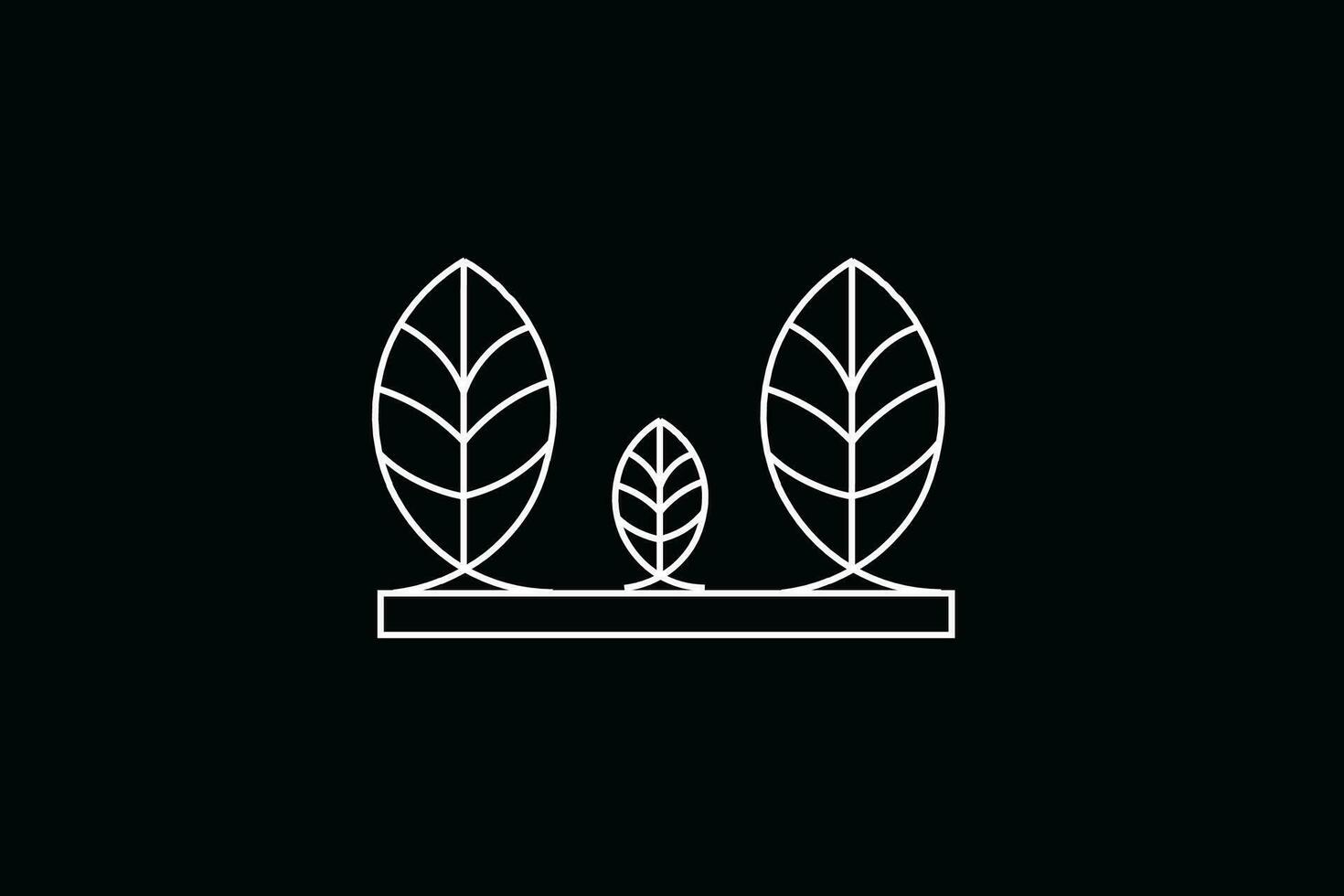 silhuett av tre stående löv, linje dragen och lämplig för använda sig av som en logotyp eller symbol vektor