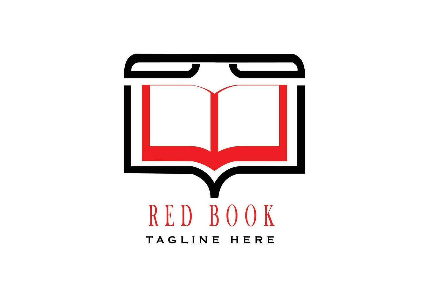 Buch Logo mit rot und schwarz Umriss, geeignet zum verwenden zum Geschäft und Bibliothek Logos vektor