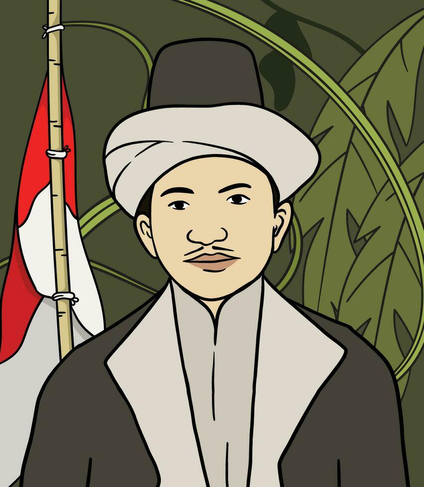 jambi hjälte porträtt illustration. Lycklig indonesiska nationell hjältar dag vektor
