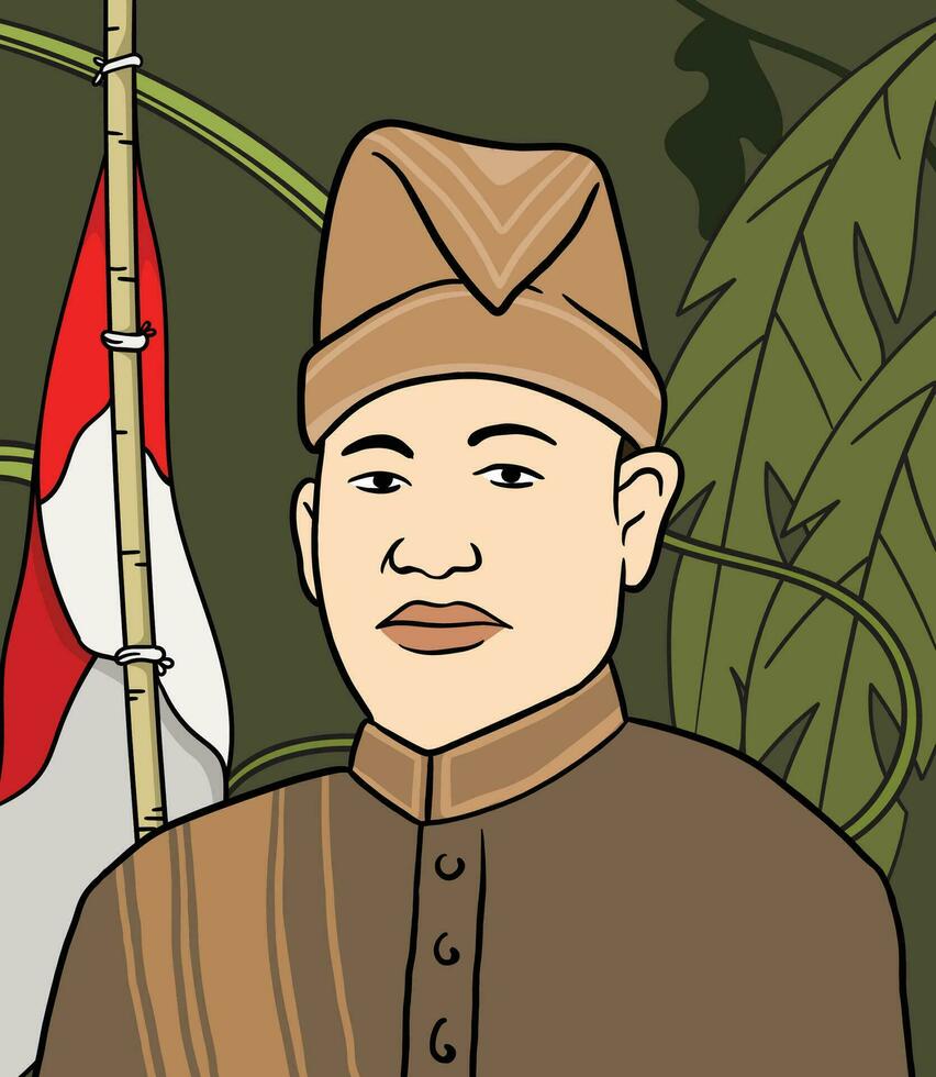 Riau Inseln Held Porträt Illustration. glücklich indonesisch National Helden Tag vektor