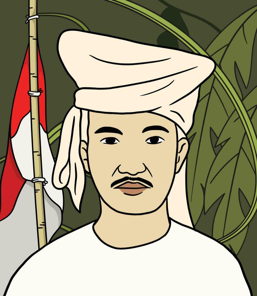 norr Maluku hjälte porträtt illustration. Lycklig indonesiska nationell hjältar dag vektor