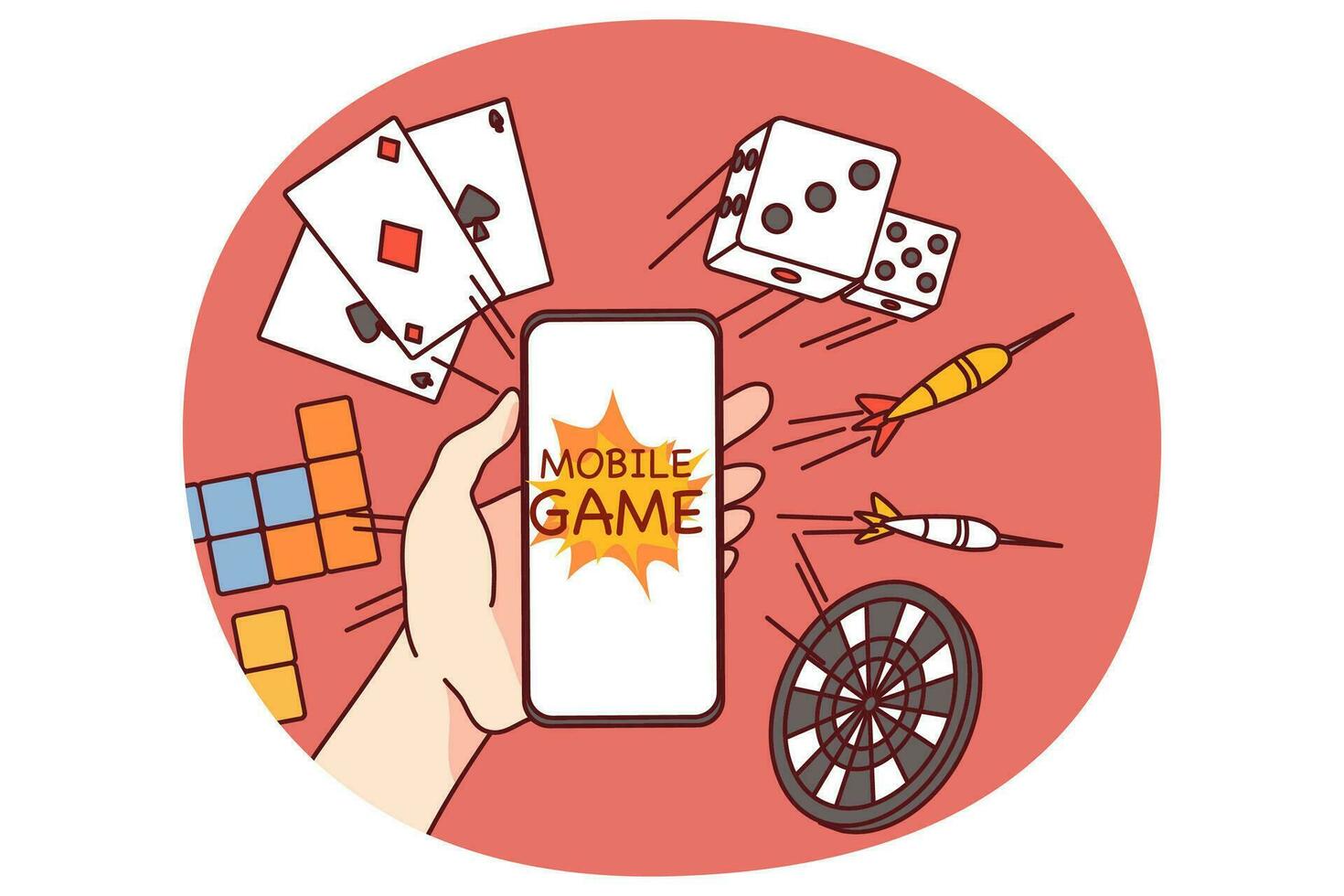 Hand halten Zelle Glücksspiel online vektor