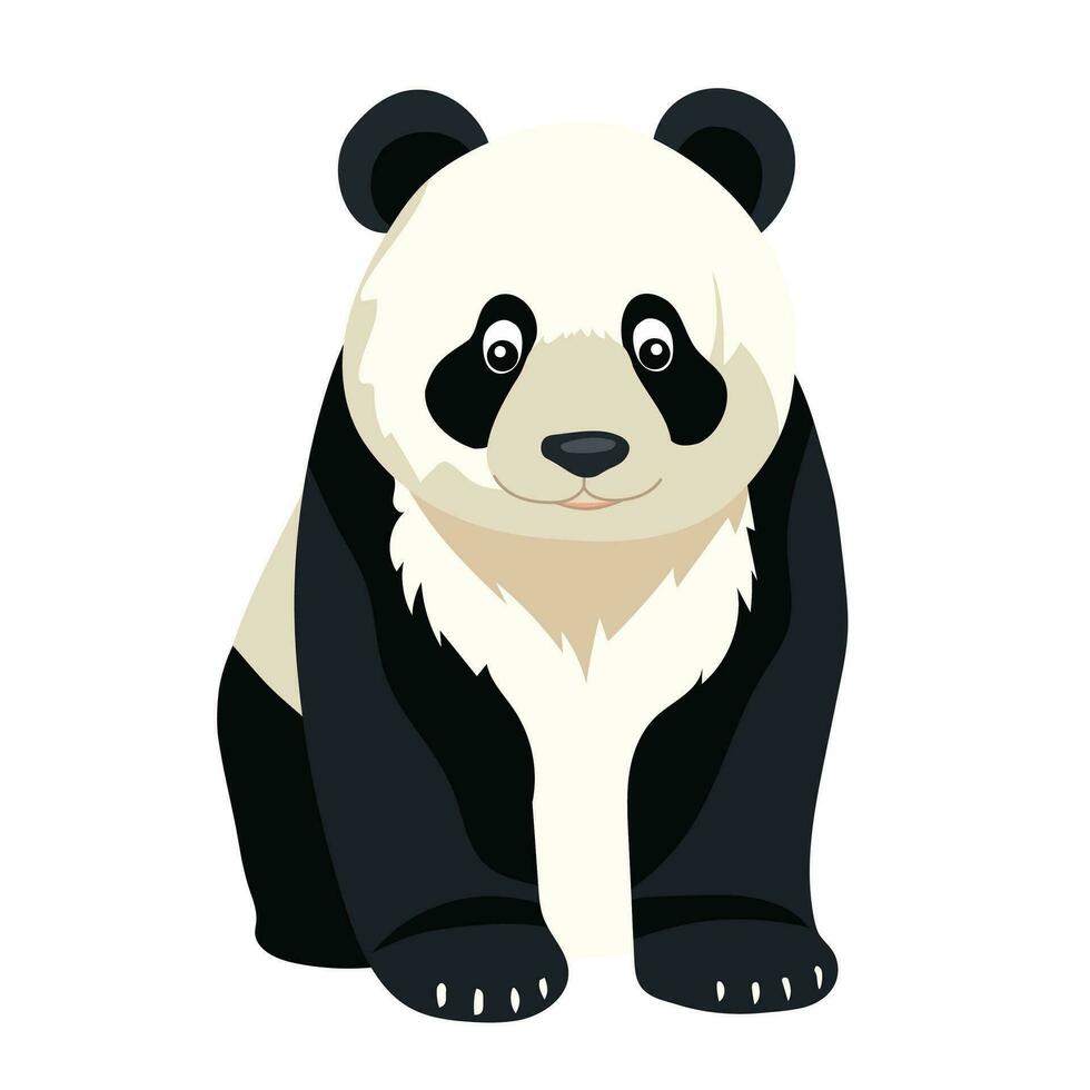 Riese Panda voll Körper Zeichnung. einfach Panda Bär Symbol oder Logo Design. Farbe Vektor Illustration.