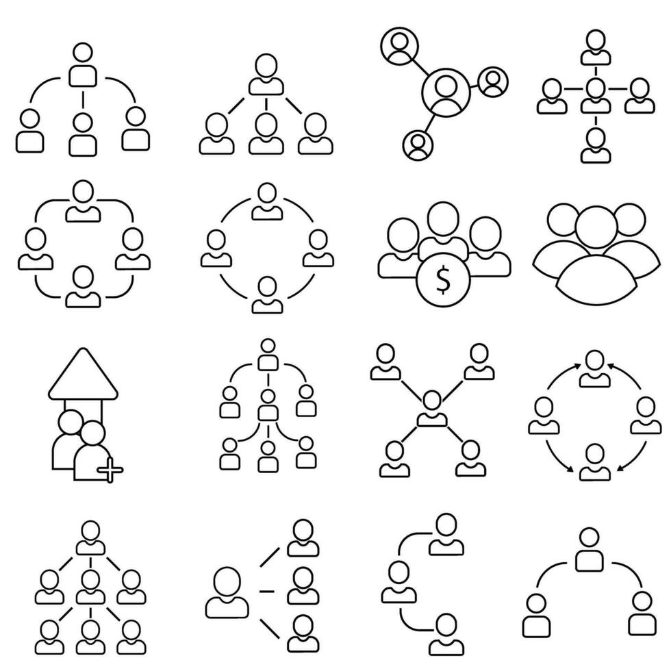 Verweisung Programm Symbol Vektor Satz. Verweisung Illustration Zeichen Sammlung. Mannschaft Symbol. Verwaltung Logo.