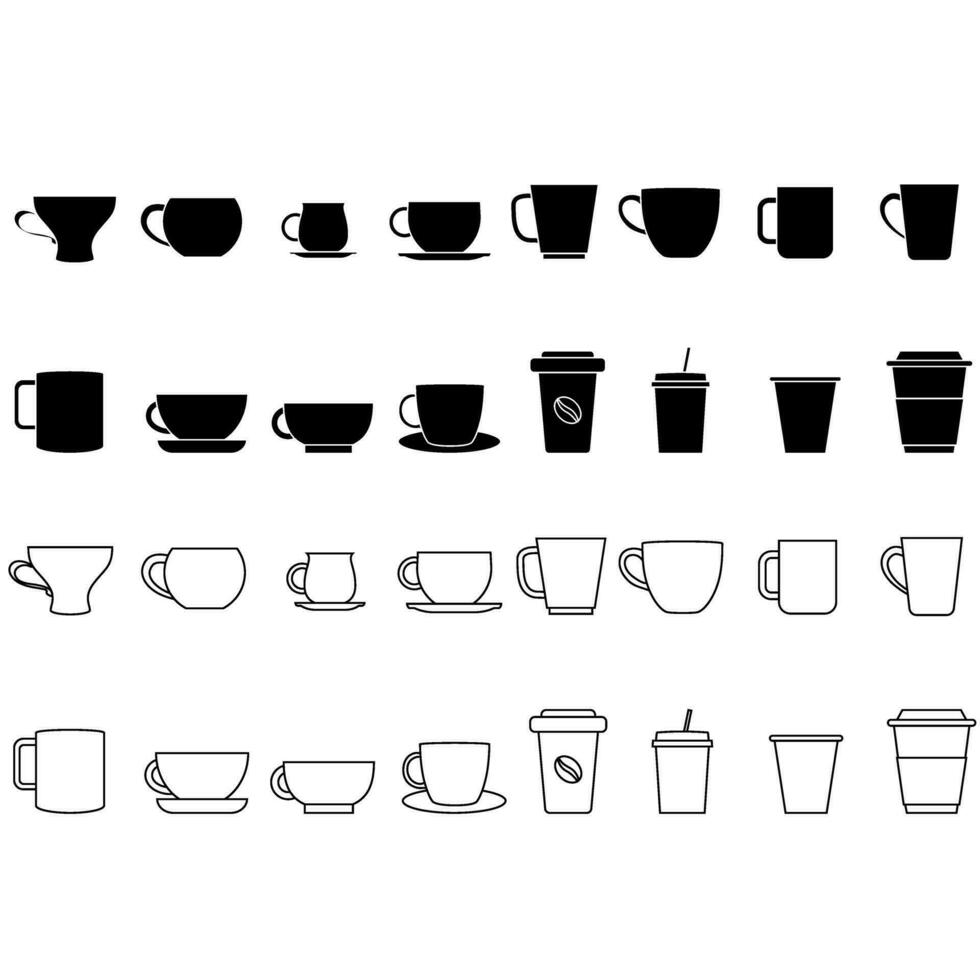 Kaffee Tasse Symbol Vektor Satz. Tee Tasse Illustration Zeichen Sammlung. Mokka Symbol. Tee Logo. heiß trinken markieren.