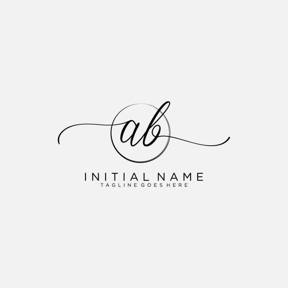 ab logotyp första handstil eller handskriven för identitet. logotyp med signatur och hand dragen stil. vektor