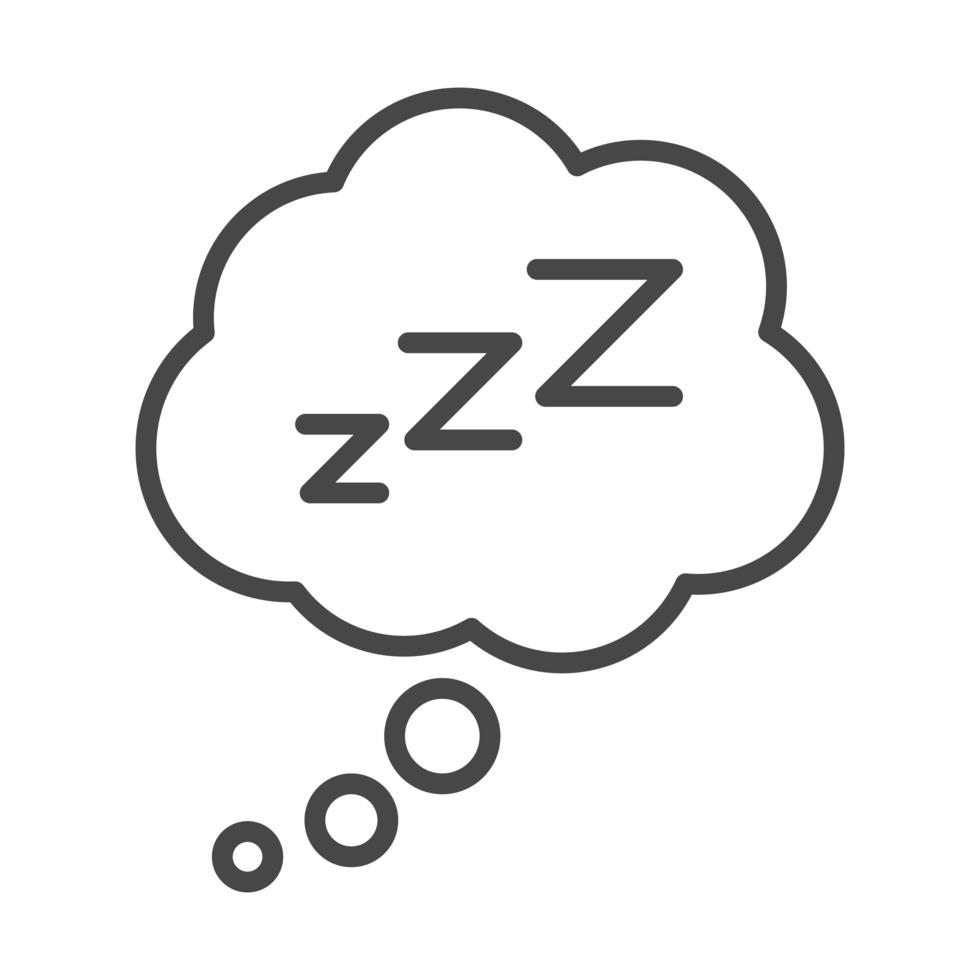 sömnlöshet moln sovande zzzz bokstäver linjär ikon stil vektor