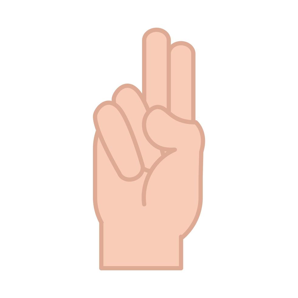 teckenspråk handgest som anger u brevlinje och fyllningsikon vektor