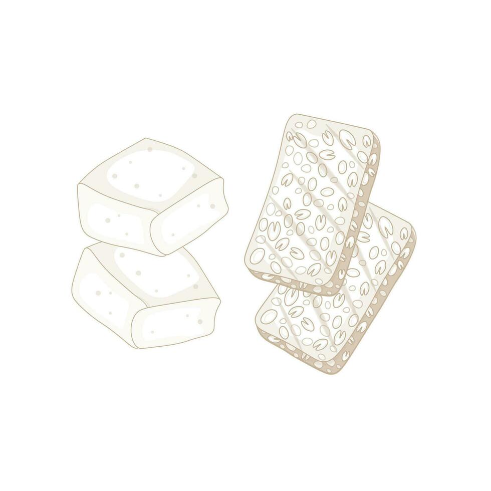 Tofu Tempeh Linie Kunst Vektor Illustration Logo