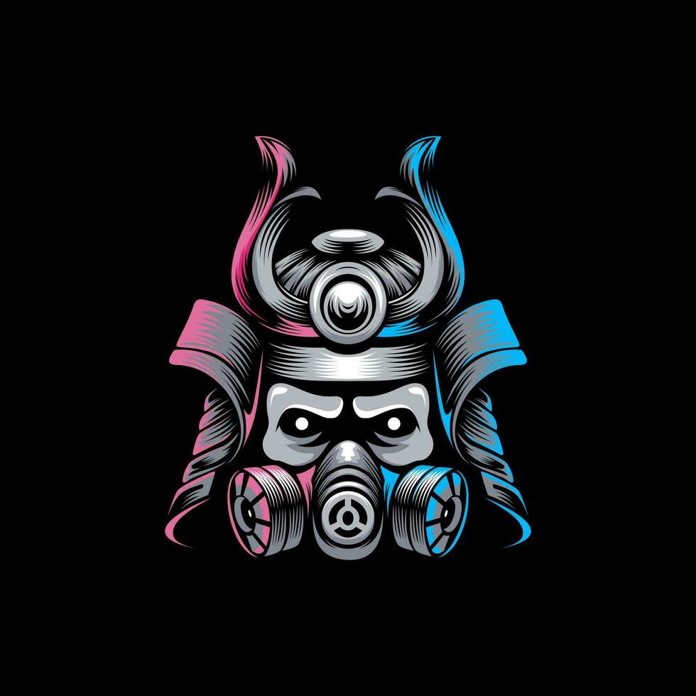 vektor samuraj mask logotyp design illustration